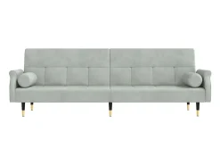 New Sofá-cama com almofadões veludo -claro PT192804 Cinzento