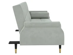 New Sofá-cama com almofadões veludo -claro PT192804 Cinzento
