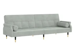 New Sofá-cama com almofadões veludo -claro PT192804 Cinzento