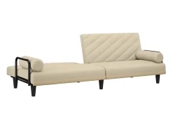 Sofá*vidaxl Sofá-cama com apoio de braços tecido cor Creme