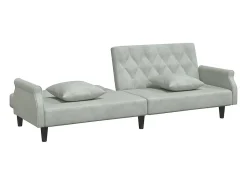 Sofá|vidaxl Sofá-cama com apoio de braços veludo -claro Cinzento