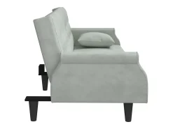 Sofá|vidaxl Sofá-cama com apoio de braços veludo -claro Cinzento