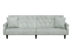 Sofá|vidaxl Sofá-cama com apoio de braços veludo -claro Cinzento