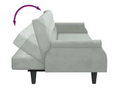 Sofá|vidaxl Sofá-cama com apoio de braços veludo -claro Cinzento