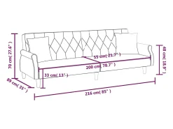 Sofá|vidaxl Sofá-cama com apoio de braços veludo -claro Cinzento