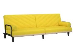 Sofá|vidaxl Sofá-cama com apoio de braços tecido -claro Amarelo
