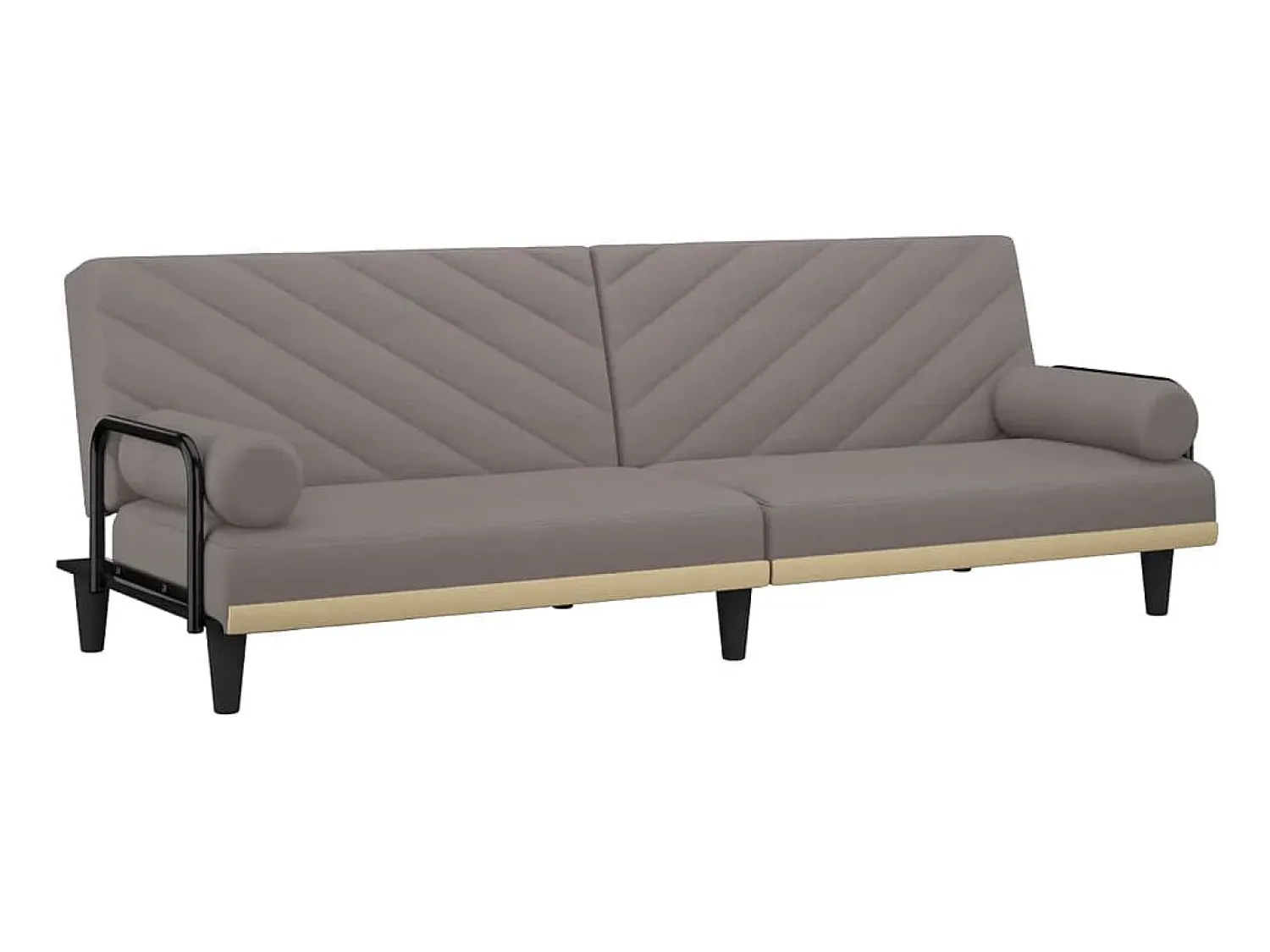 Sofá| Sofá-cama com apoio de braços tecido cinzento-acastanhado PT276965 Taupe
