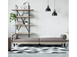 Sofá| Sofá-cama com apoio de braços tecido cinzento-acastanhado PT276965 Taupe