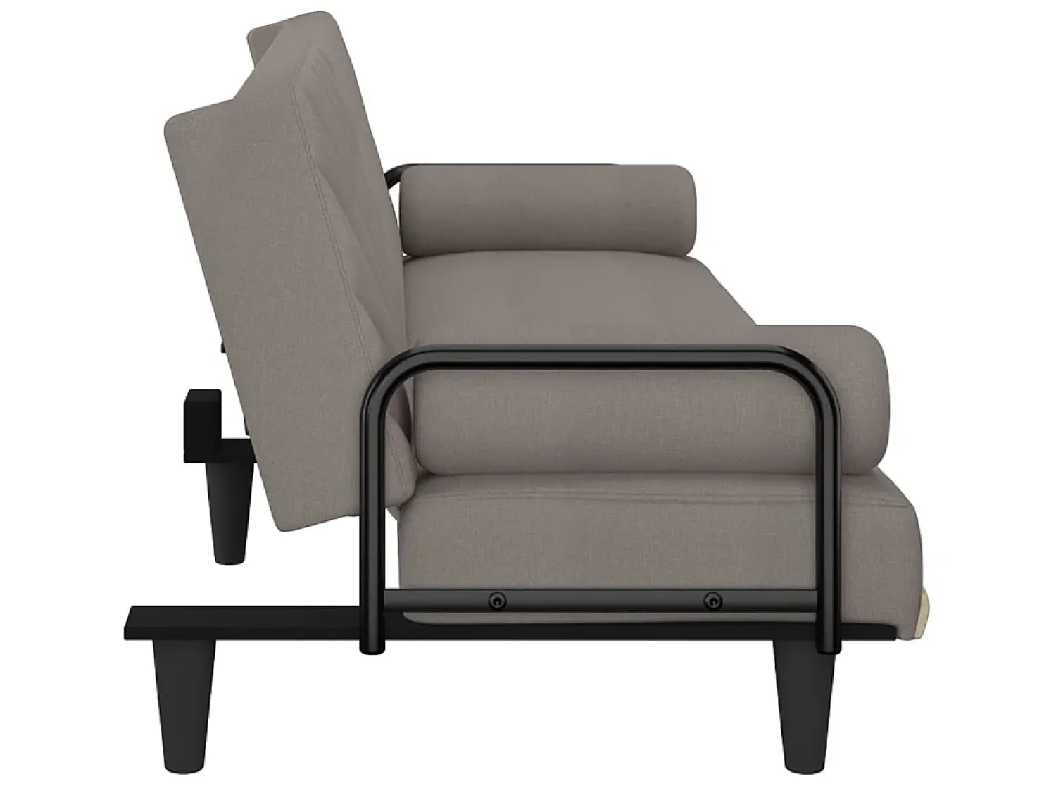 Sofá| Sofá-cama com apoio de braços tecido cinzento-acastanhado PT276965 Taupe
