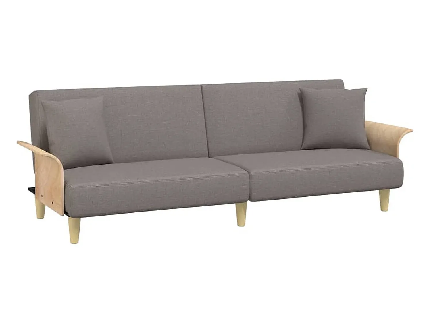 vidaxl Sofá-cama com apoio de braços tecido cinzento-acastanhado^ Sofá