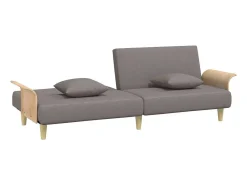 vidaxl Sofá-cama com apoio de braços tecido cinzento-acastanhado^ Sofá