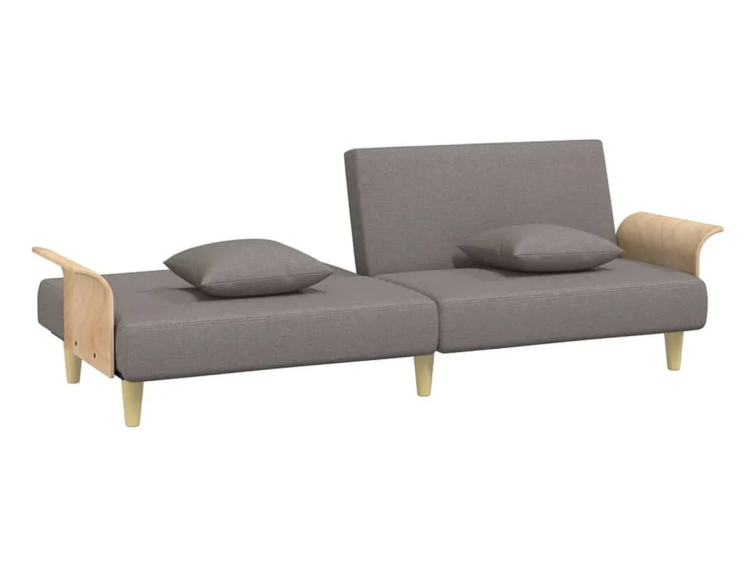 vidaxl Sofá-cama com apoio de braços tecido cinzento-acastanhado^ Sofá
