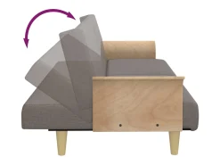 vidaxl Sofá-cama com apoio de braços tecido cinzento-acastanhado^ Sofá