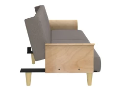 vidaxl Sofá-cama com apoio de braços tecido cinzento-acastanhado^ Sofá