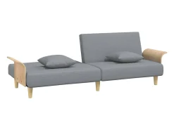 Sofá*vidaxl Sofá-cama com apoio de braços tecido -claro Cinzento