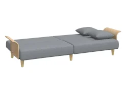 Sofá*vidaxl Sofá-cama com apoio de braços tecido -claro Cinzento