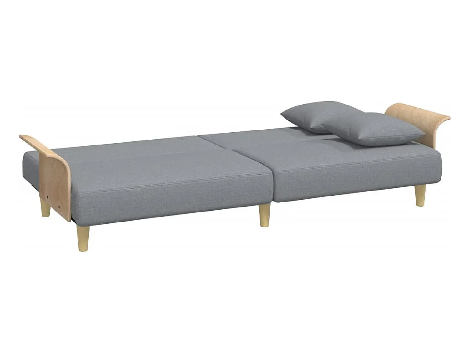 Sofá*vidaxl Sofá-cama com apoio de braços tecido -claro Cinzento