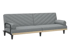 Sofá*vidaxl Sofá-cama com apoio de braços tecido -claro Cinzento
