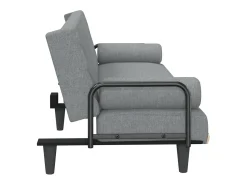 Sofá*vidaxl Sofá-cama com apoio de braços tecido -claro Cinzento
