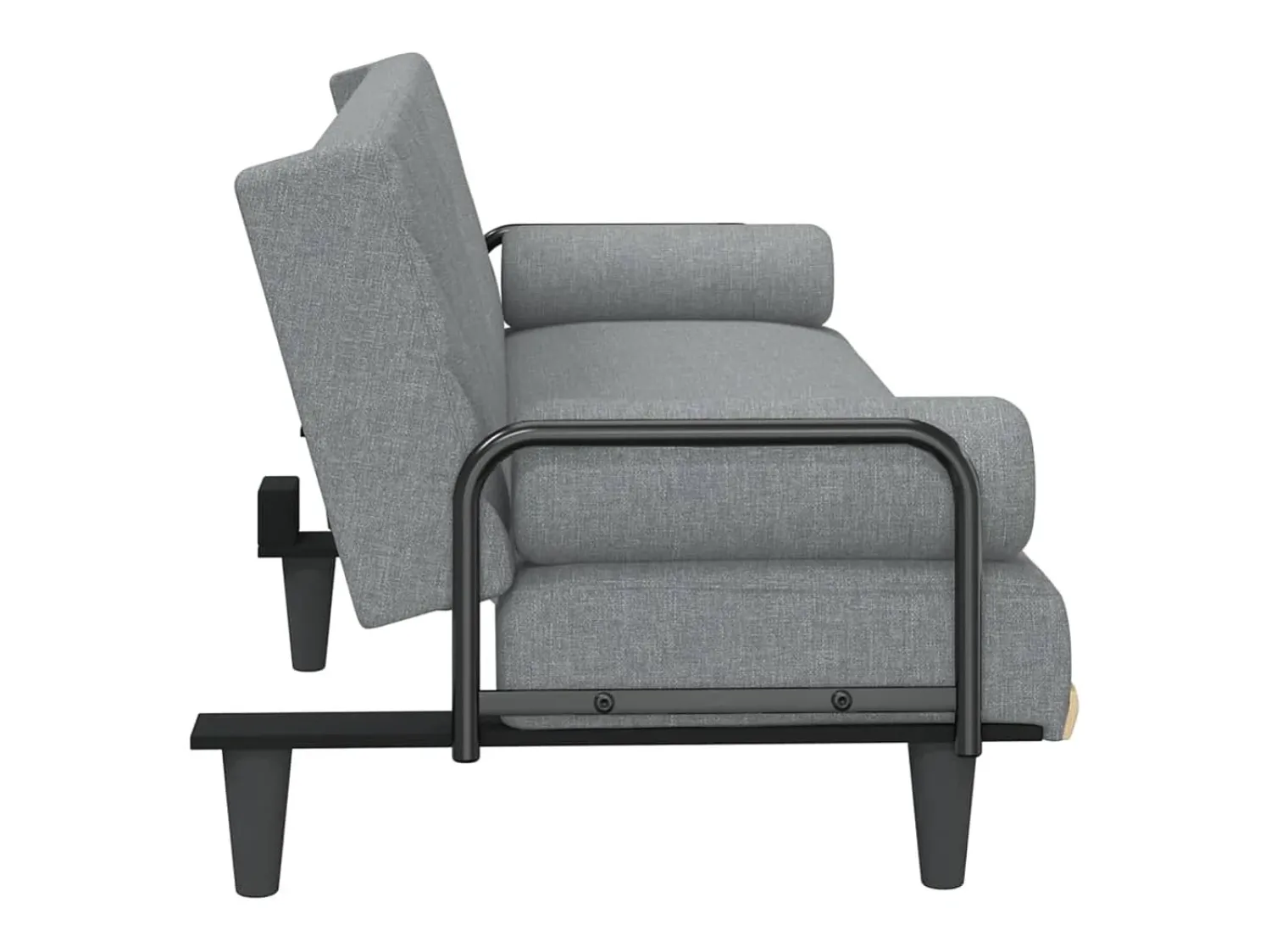Sofá*vidaxl Sofá-cama com apoio de braços tecido -claro Cinzento