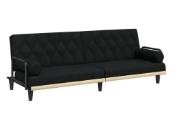 Sofá*vidaxl Sofá-cama com apoio de braços tecido Preto