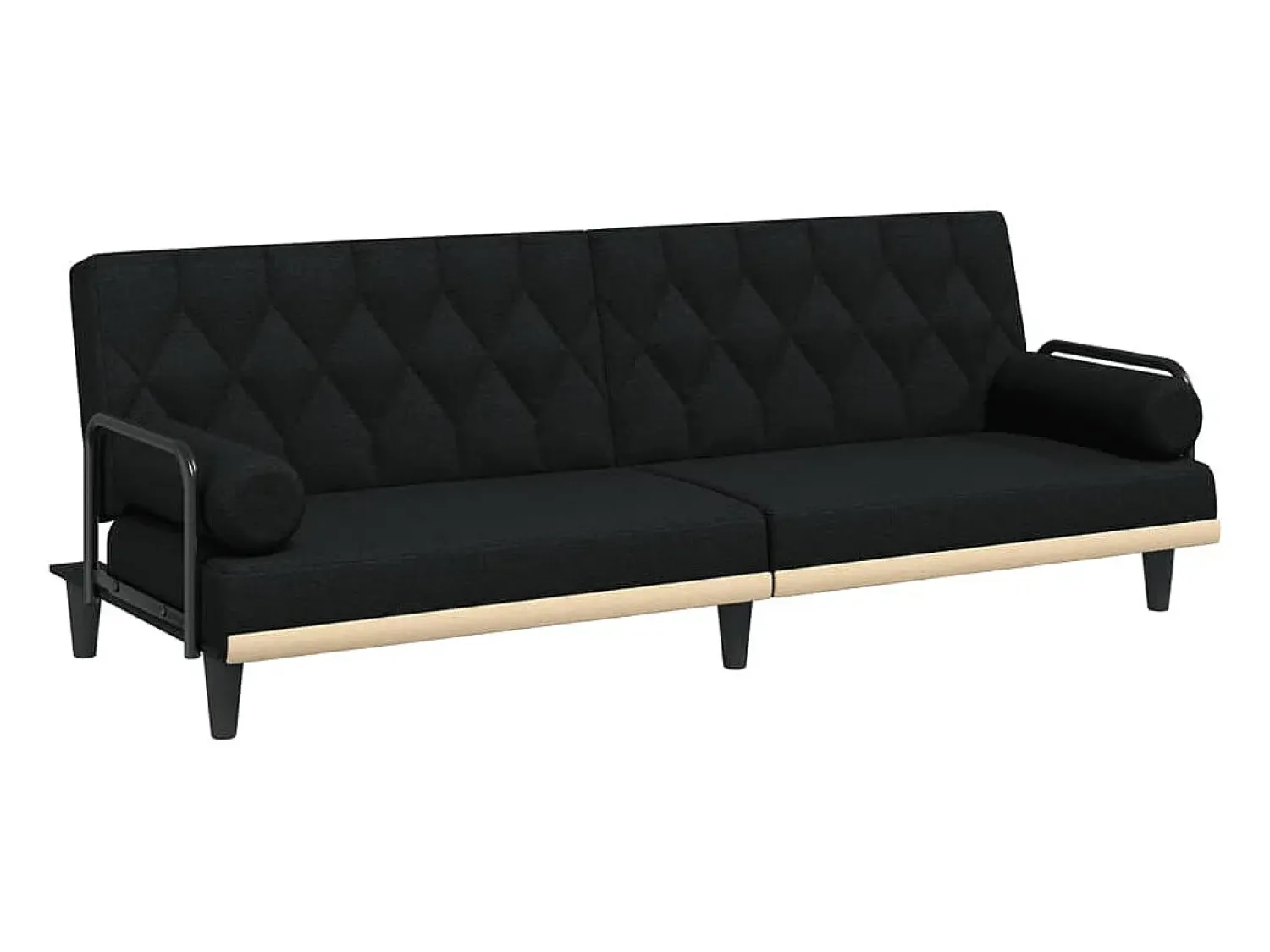 Sofá*vidaxl Sofá-cama com apoio de braços tecido Preto