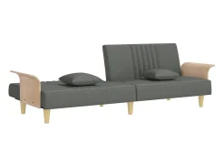 Sofá*vidaxl Sofá-cama com apoio de braços tecido -escuro Cinzento