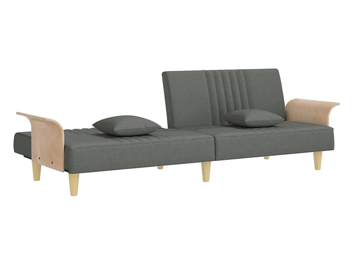 Sofá*vidaxl Sofá-cama com apoio de braços tecido -escuro Cinzento