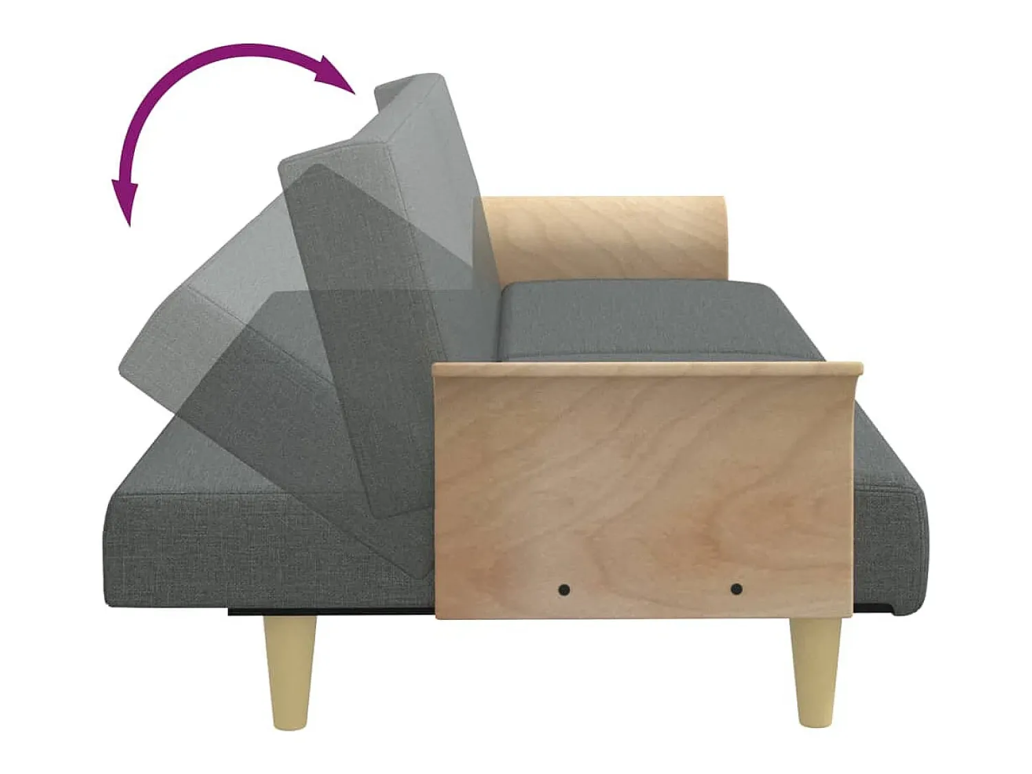 Sofá|Helloshop26 Sofá-cama com braços 224 x 89 x 70 cm tecido cinza escuro 02_0019251 Cinzento