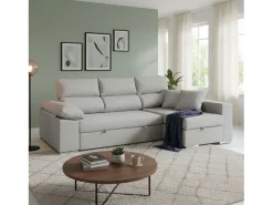 Sofá* Sofá-cama com chaise longue à direita, 3 lugares, Milano cinza, 260x98x98cm Cinzento claro