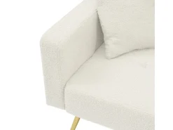 Sofá|KOMHTOM Sofá-cama com função de cama, ângulo regulável, pés dourados, com almofadas e bolsas de arrumação laterais Branco