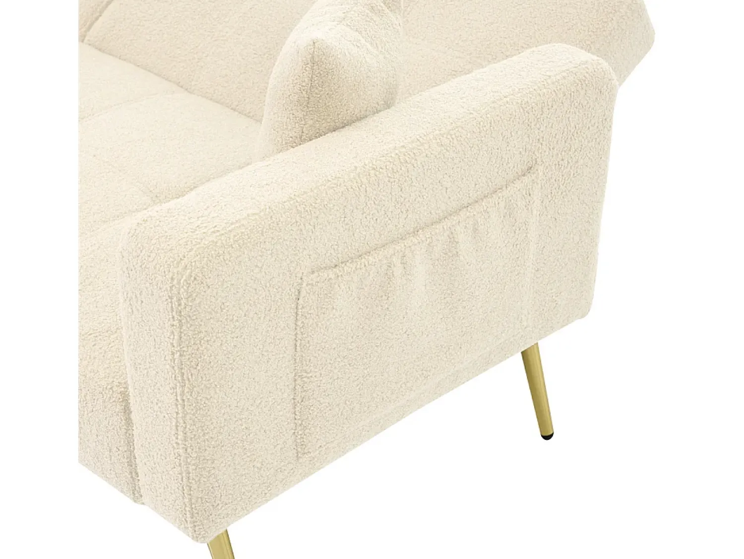 KOMHTOM Sofá-cama com função de cama, ângulo regulável, pés dourados, com almofadas e bolsas de arrumação laterais,^ Sofá