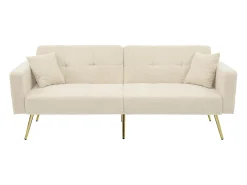 KOMHTOM Sofá-cama com função de cama, ângulo regulável, pés dourados, com almofadas e bolsas de arrumação laterais,^ Sofá