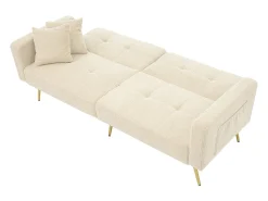 KOMHTOM Sofá-cama com função de cama, ângulo regulável, pés dourados, com almofadas e bolsas de arrumação laterais,^ Sofá