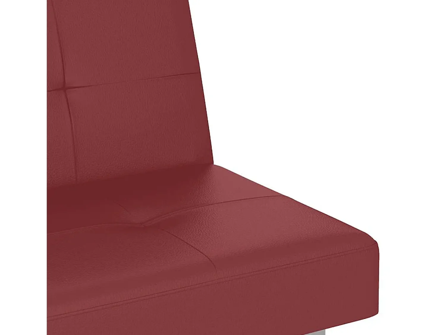 Sofá*vidaxl Sofá-cama com suporte p/ copos couro artificial tinto Vermelho
