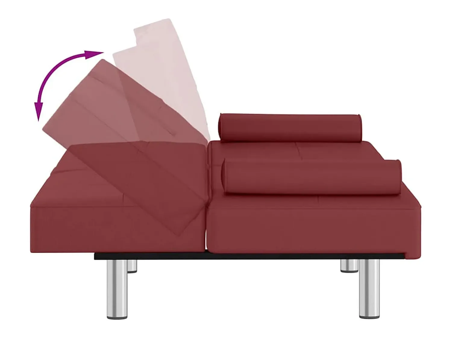 Sofá*vidaxl Sofá-cama com suporte p/ copos couro artificial tinto Vermelho
