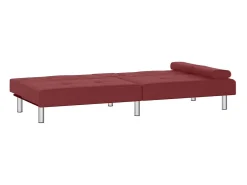 Sofá*vidaxl Sofá-cama com suporte p/ copos couro artificial tinto Vermelho