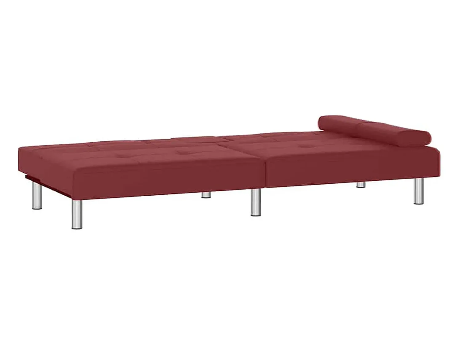 Sofá*vidaxl Sofá-cama com suporte p/ copos couro artificial tinto Vermelho