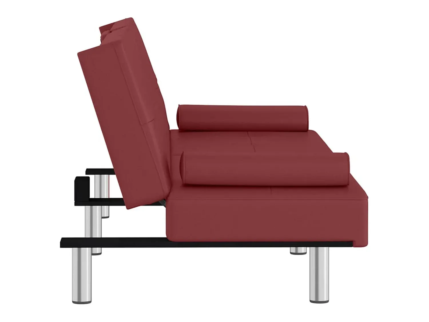 Sofá*vidaxl Sofá-cama com suporte p/ copos couro artificial tinto Vermelho