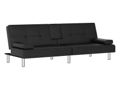 Online Sofá-cama com suporte para copos couro artificial PT526857 Preto