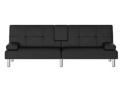 Online Sofá-cama com suporte para copos couro artificial PT526857 Preto