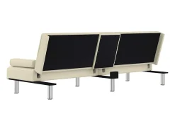 Sale vidaxl Sofá-cama com suporte para copos couro artificial cor Creme
