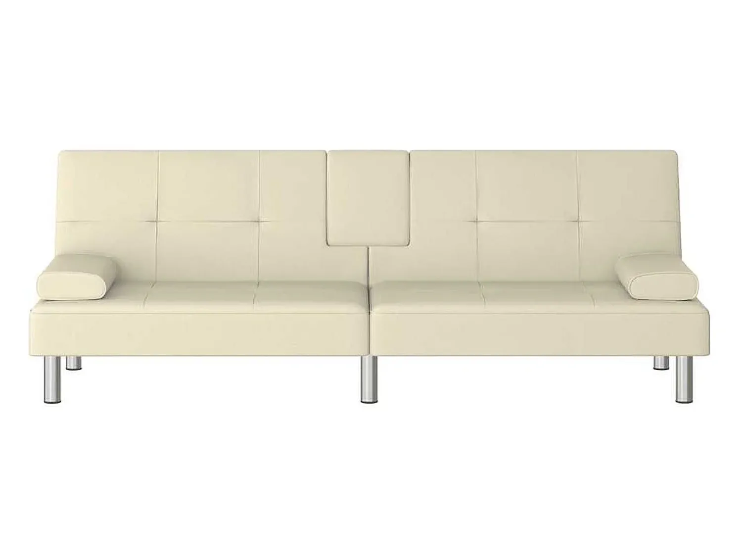 Sale vidaxl Sofá-cama com suporte para copos couro artificial cor Creme