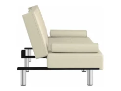 Sale vidaxl Sofá-cama com suporte para copos couro artificial cor Creme