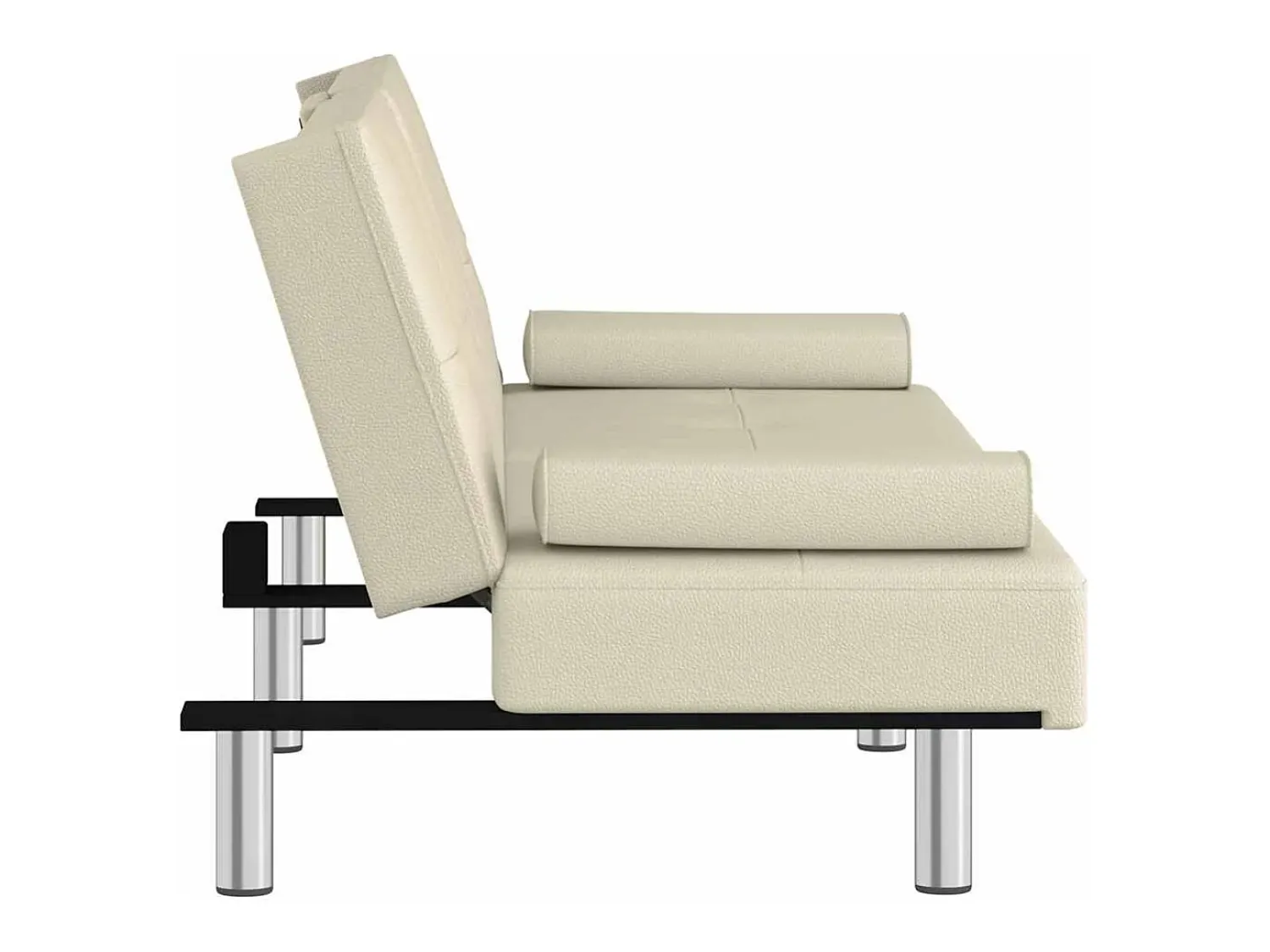 Sale vidaxl Sofá-cama com suporte para copos couro artificial cor Creme