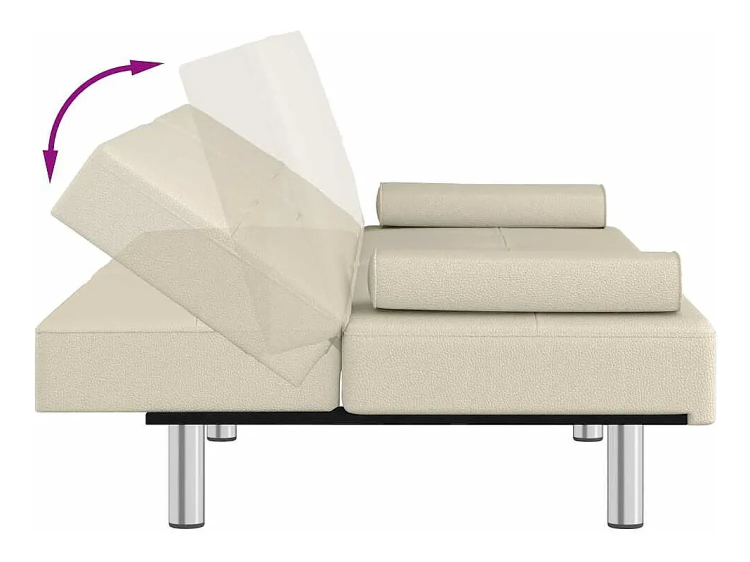 Sale vidaxl Sofá-cama com suporte para copos couro artificial cor Creme
