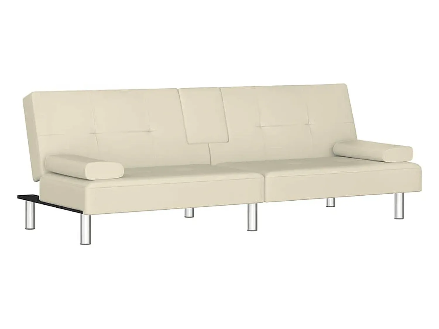 Sale vidaxl Sofá-cama com suporte para copos couro artificial cor Creme