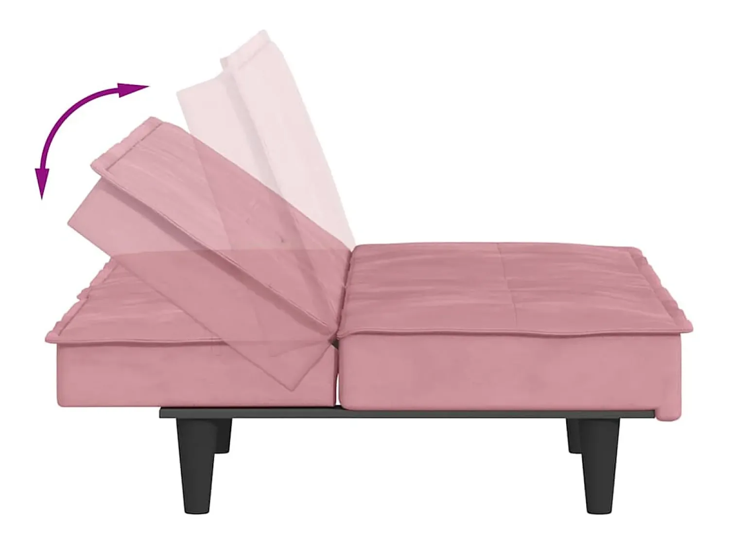 Sofá|vidaxl Sofá-cama com suporte para copos veludo Rosa