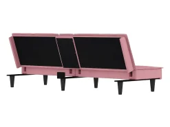 Sofá|vidaxl Sofá-cama com suporte para copos veludo Rosa
