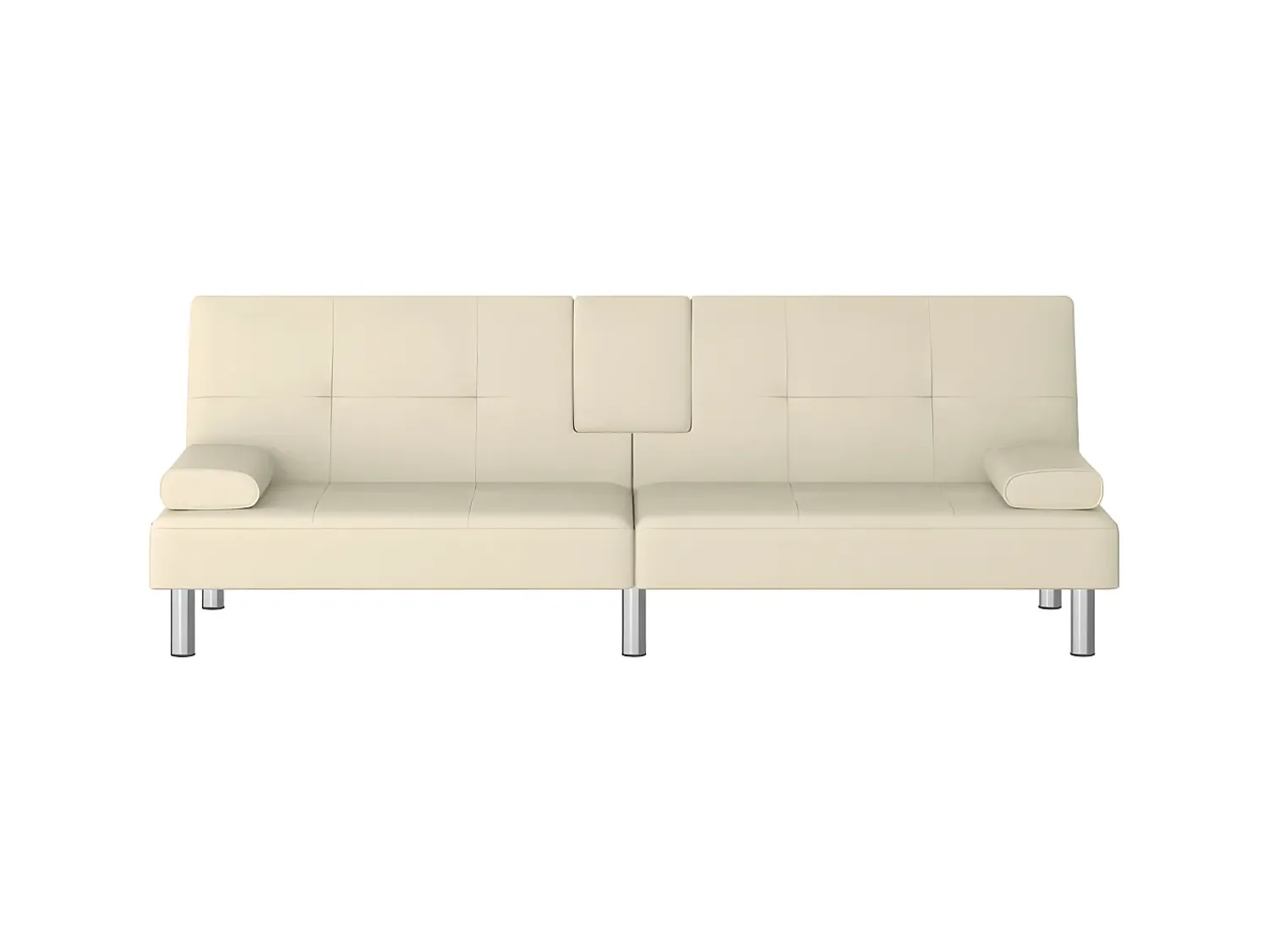 Sofá* Sofá-cama com suporte para copos couro artificial cor PT840179 Creme